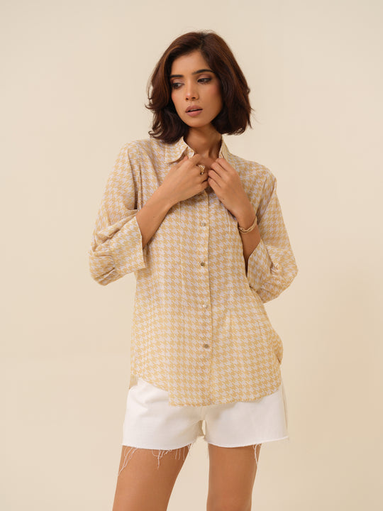 Abby- Houndstooth Patterned Shirt For Women