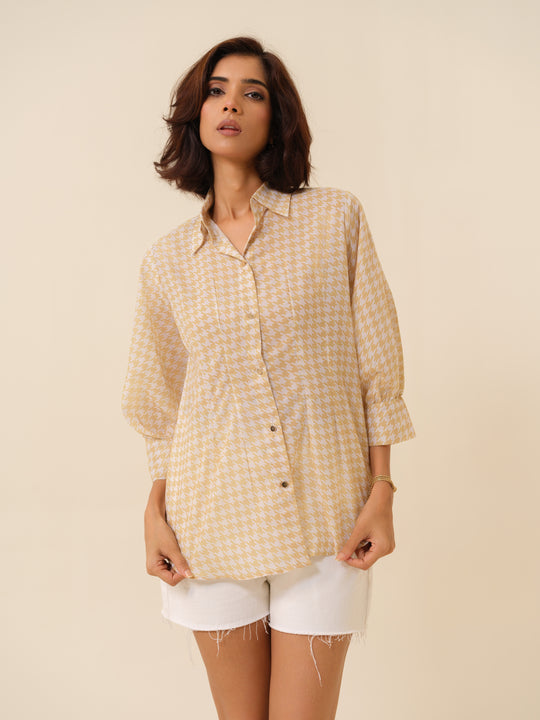 Abby- Houndstooth Patterned Shirt For Women