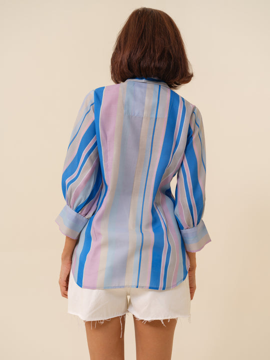 Ellie - Ethereal Multi-Striped Button-Down Shirt For Women