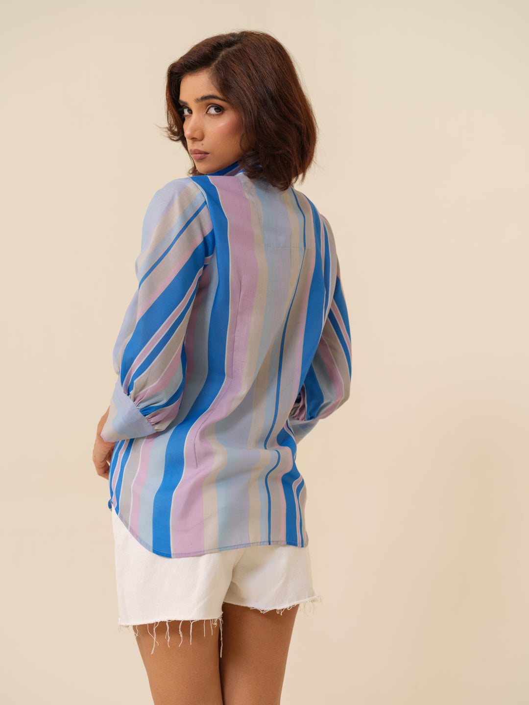 Ellie - Ethereal Multi-Striped Button-Down Shirt For Women