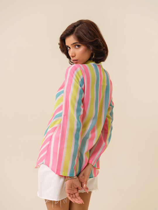 Clay - Playful Chevron Stiped Button-Down Shirt