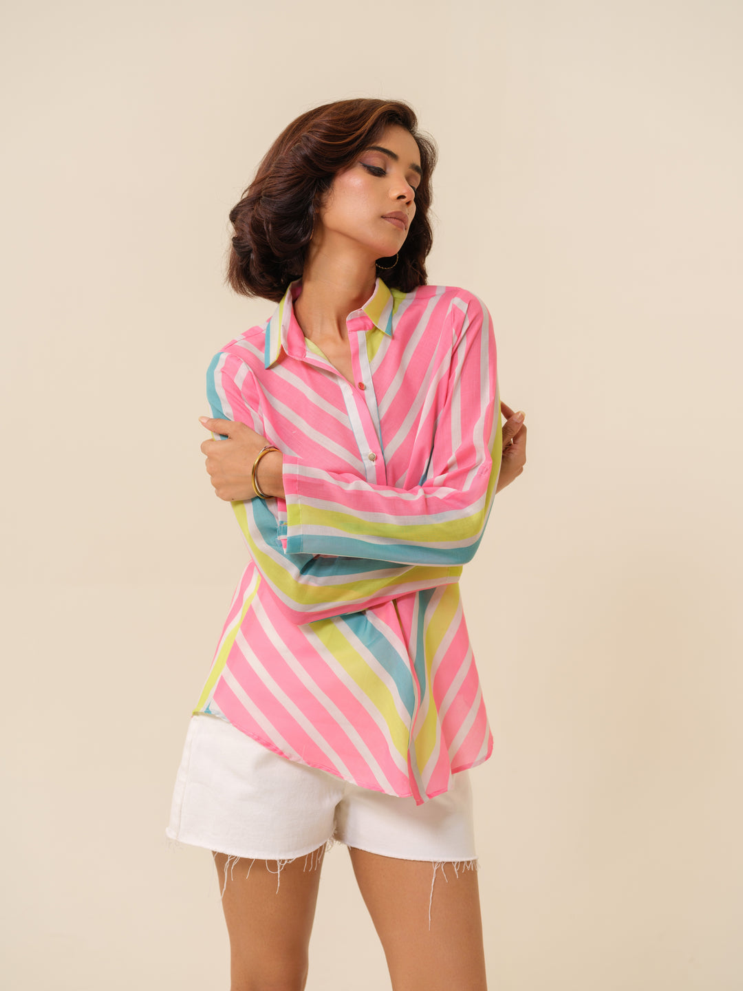 Clay - Playful Chevron Stiped Button-Down Shirt