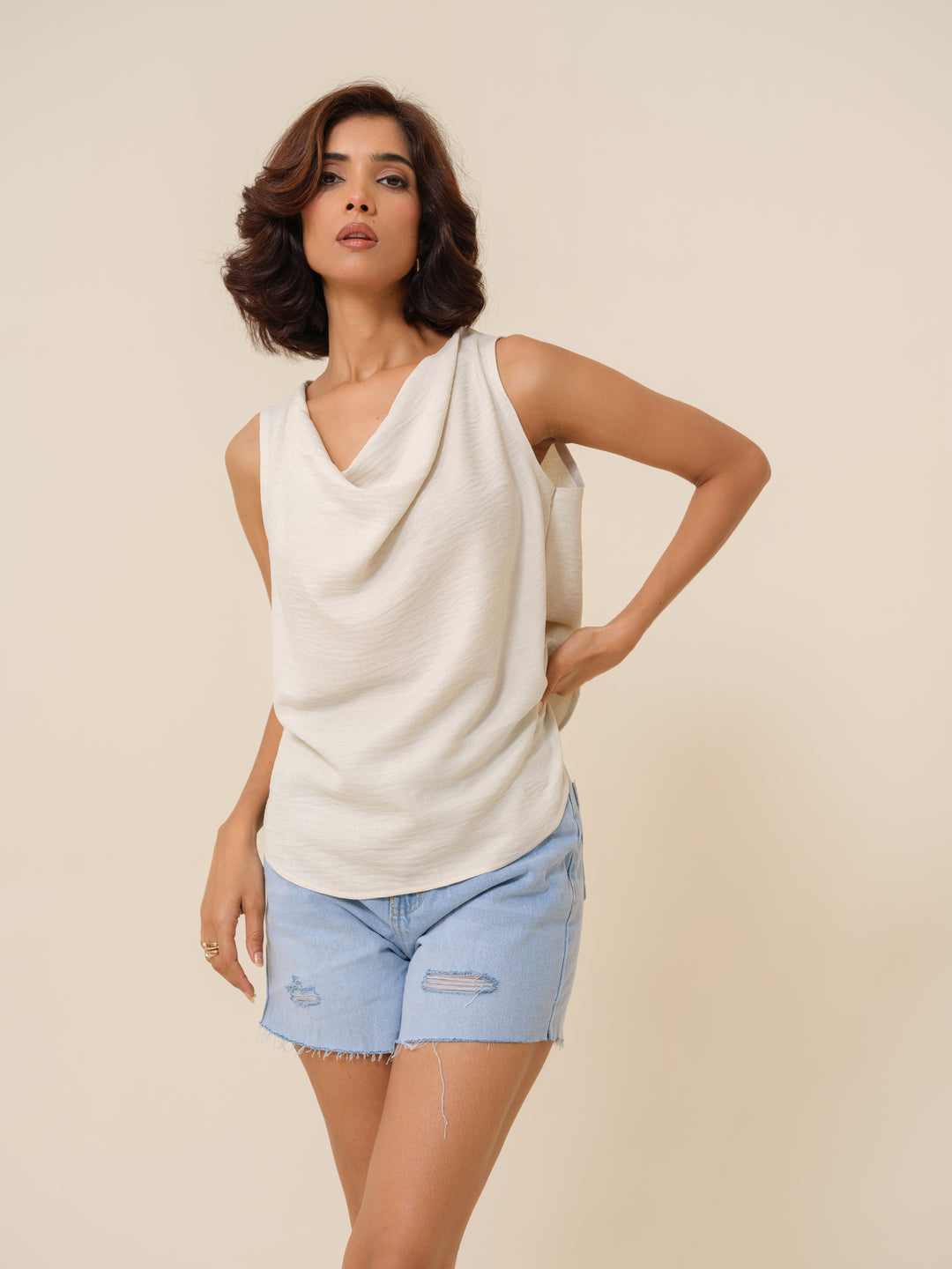 Ursula - Cowl Patterned Top For Women