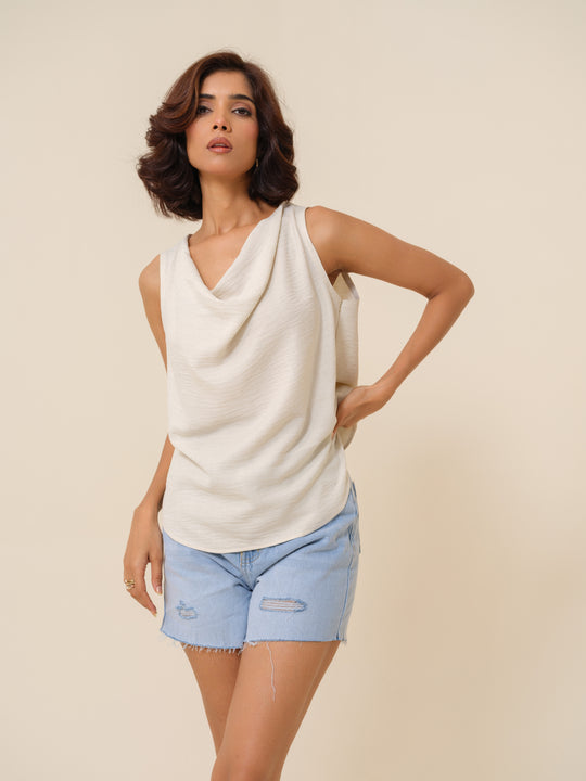 Ursula - Cowl Patterned Top For Women