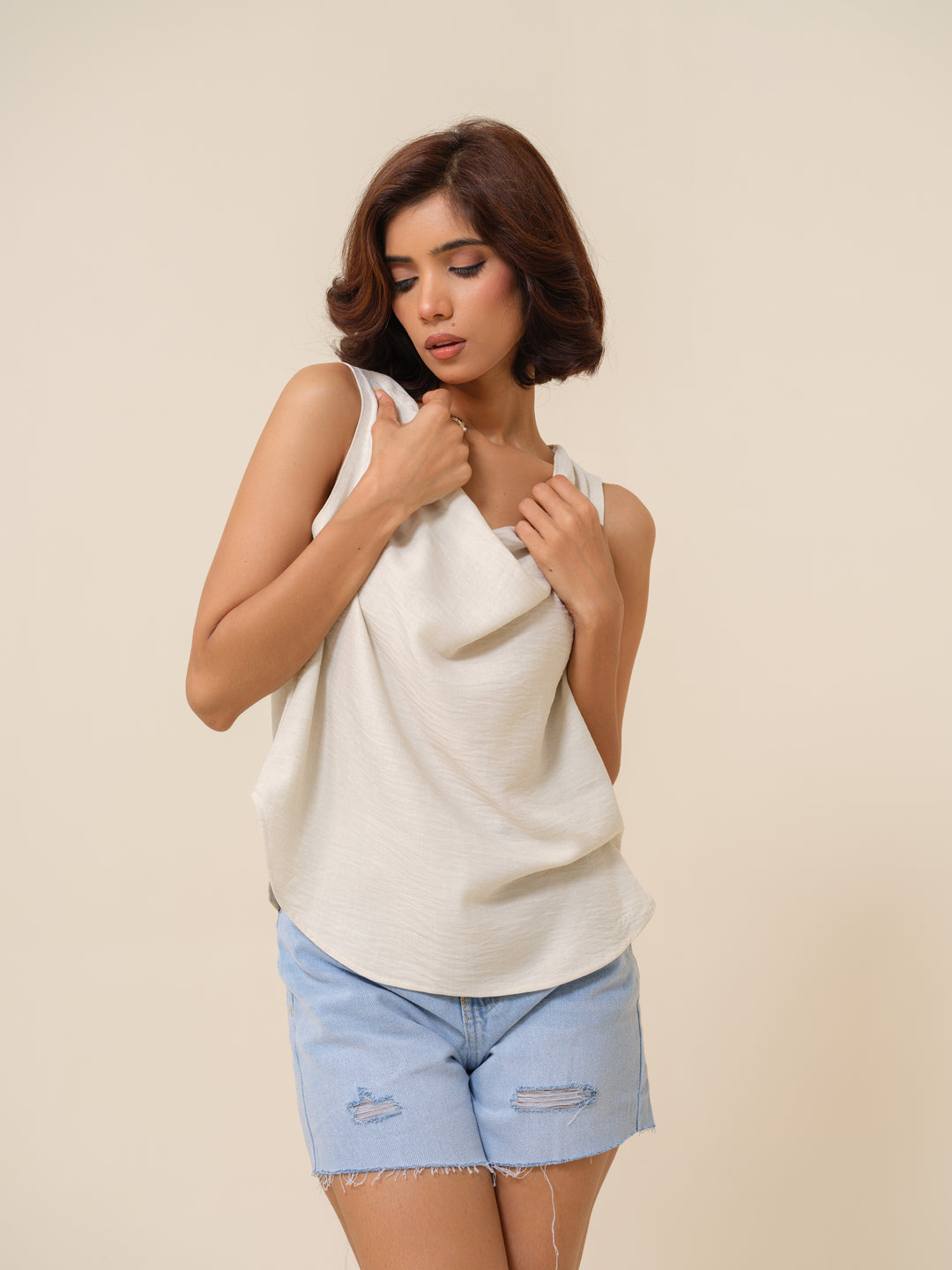 Ursula - Cowl Patterned Top For Women