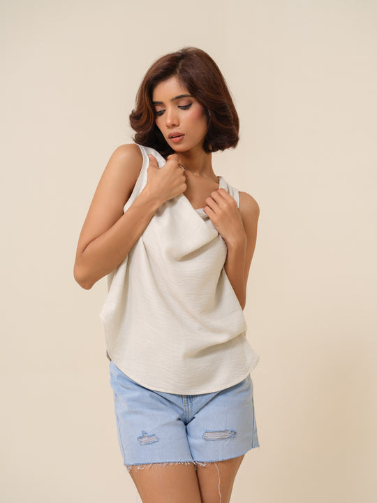 Ursula - Cowl Patterned Top For Women