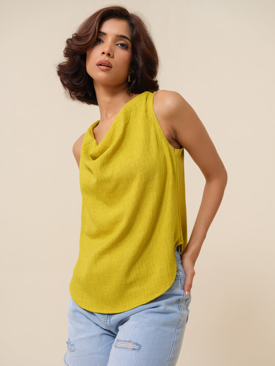 Ursula - Cowl Patterned Top For Women