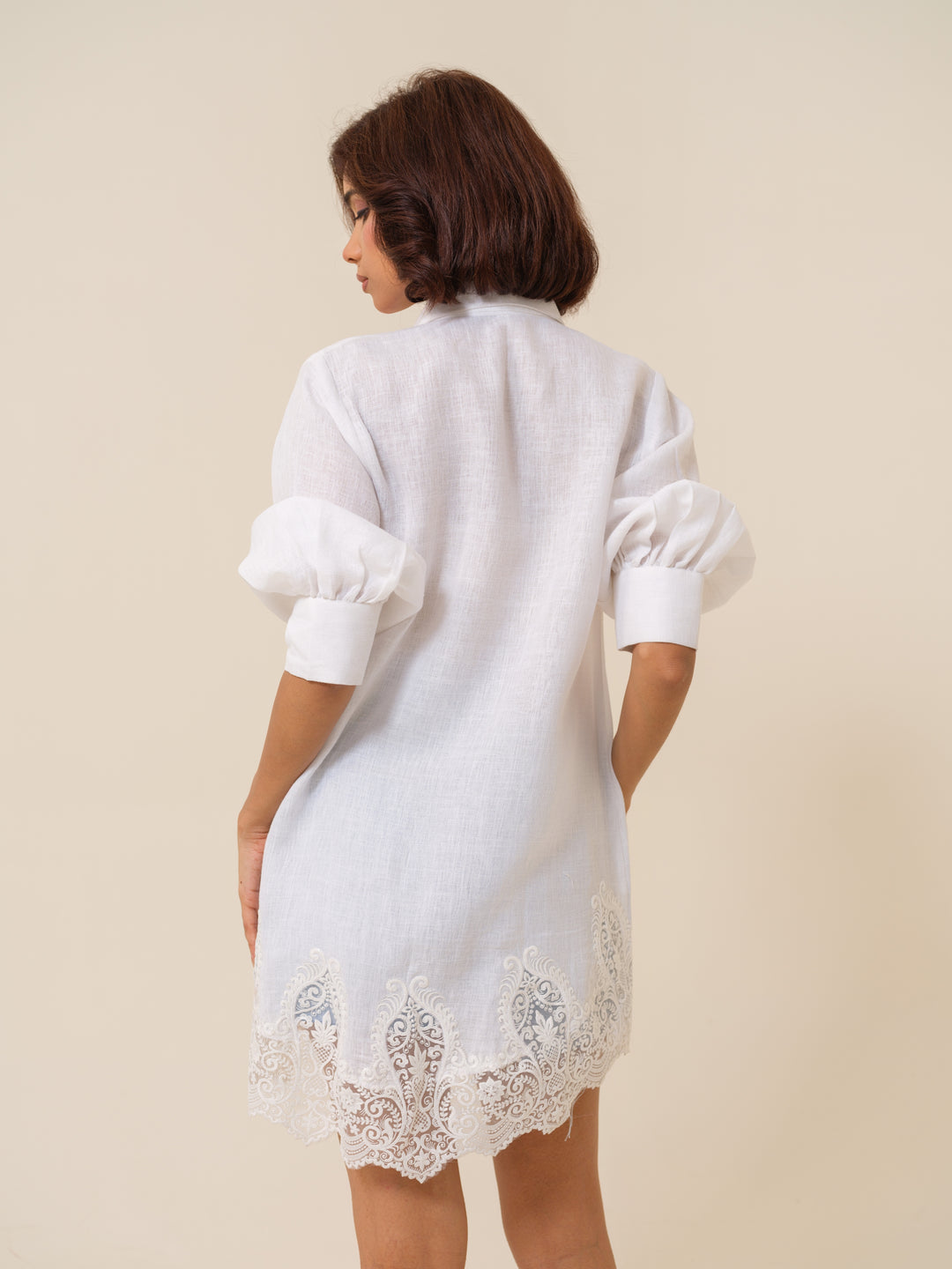 Judy - White Hem Long Shirt For Women