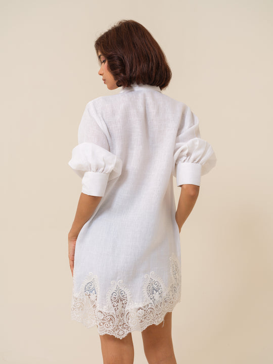 Judy - White Hem Long Shirt For Women