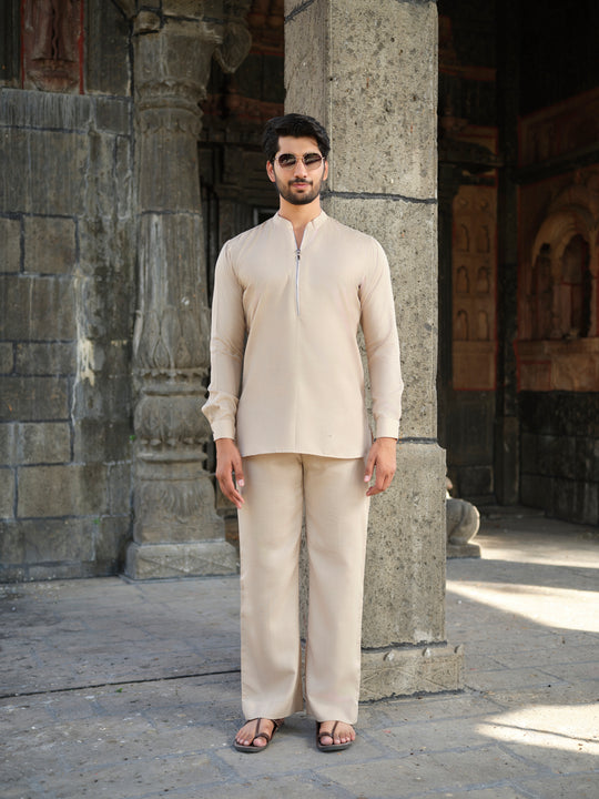 Men’s Cotton-Linen Co-ord Set – Tattva Earth (Beige)