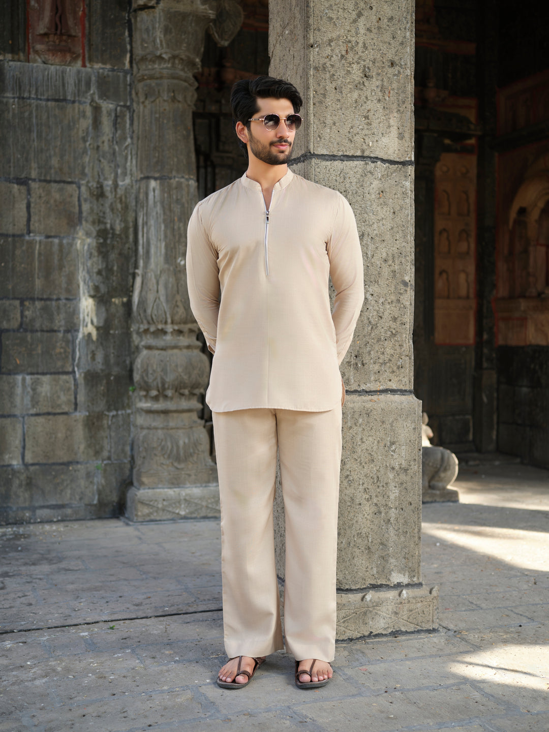 Men’s Cotton-Linen Co-ord Set – Tattva Earth (Beige)