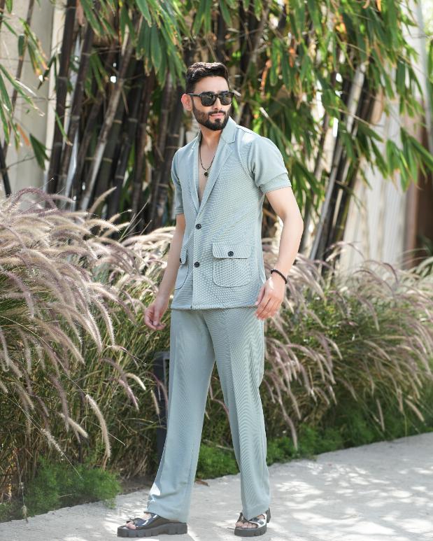 Affordable Price: Alchemy Two Button Shirt with Pant in Popcorn Cotton