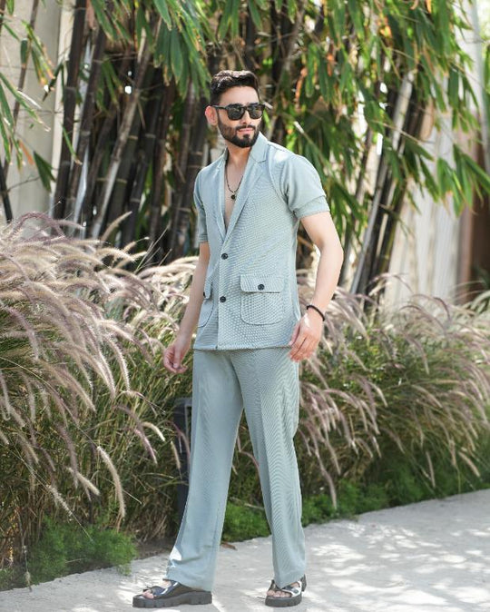 Affordable Price: Alchemy Two Button Shirt with Pant in Popcorn Cotton