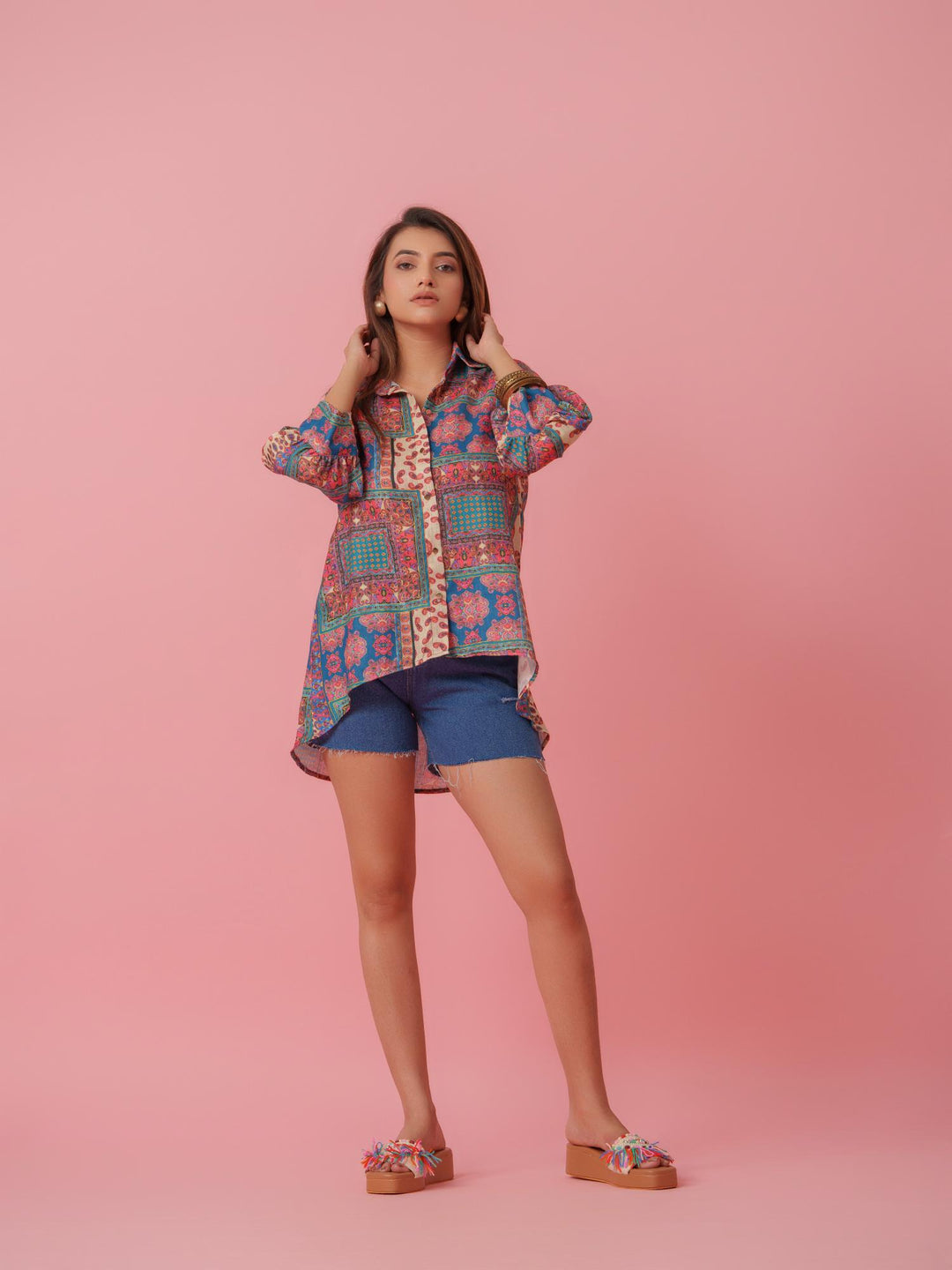Buy Ash Multicolored Linen Comfort Fit Shirt for Women – The Kina