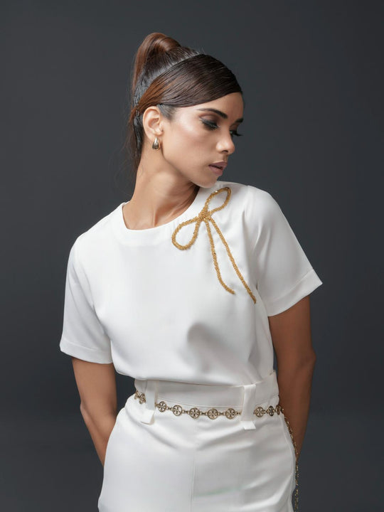 Buy Brenda Club Shirt with Bow Motif for Women