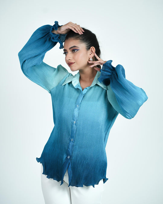 pleated full sleeves shirt for women in India