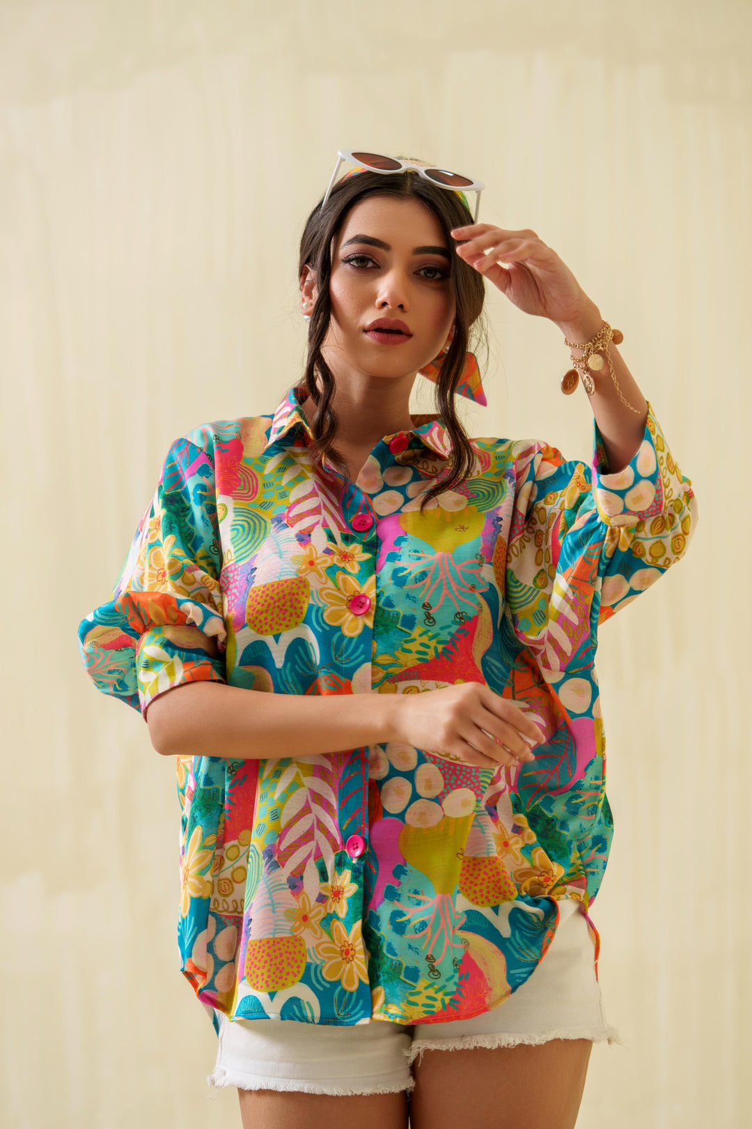Buy Picasso Linen Satin Printed Comfort Fit Shirt for Stylish Comfort