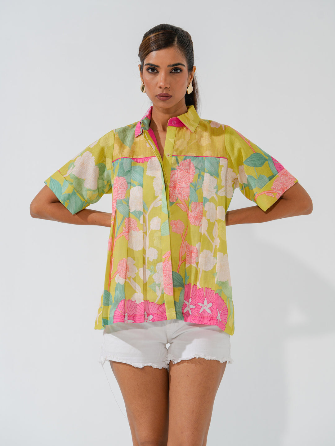 Buy Stylish Coral Floral Linen Shirts Online Now