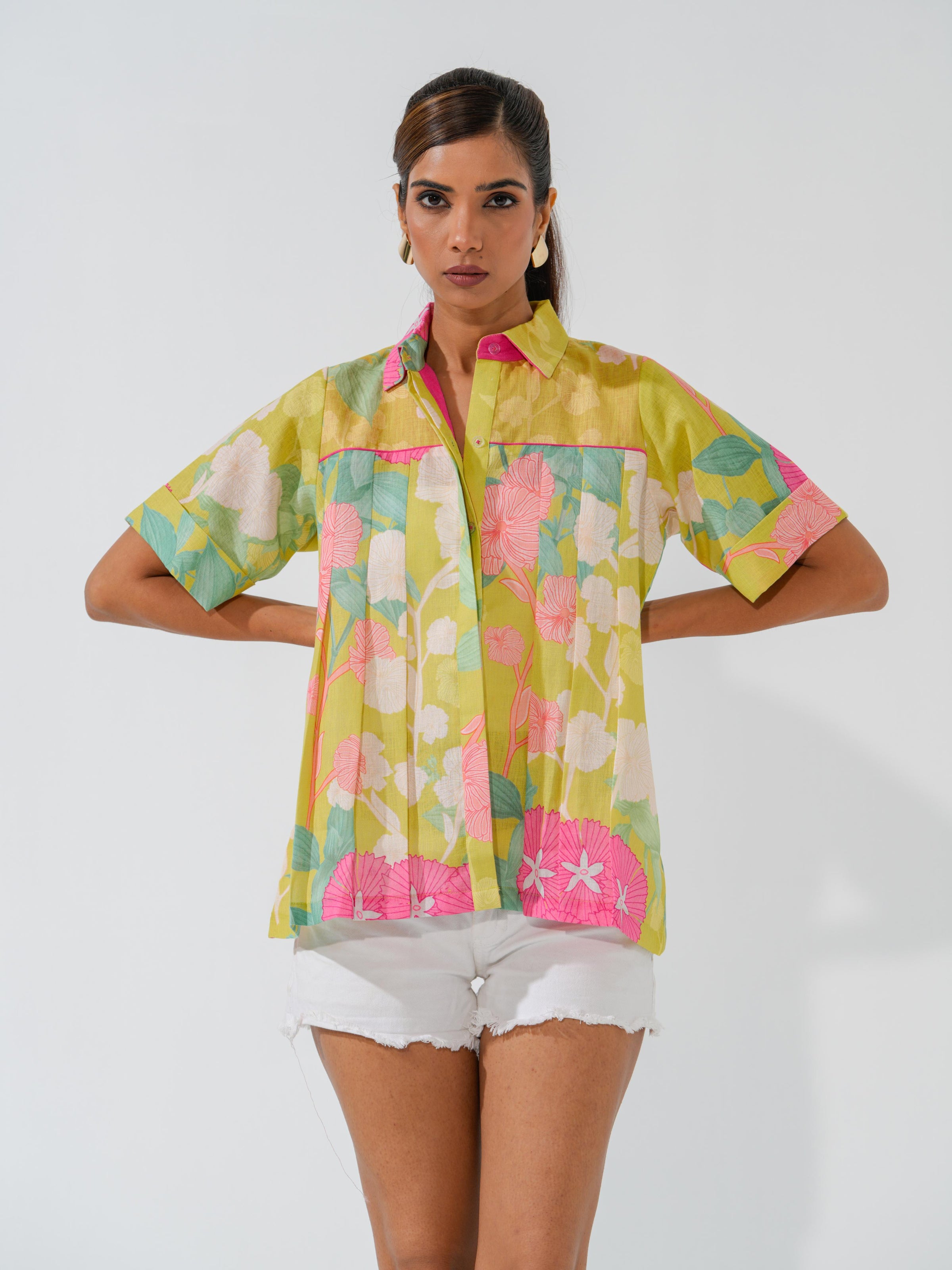 Buy Stylish Coral Floral Linen Shirts Online Now