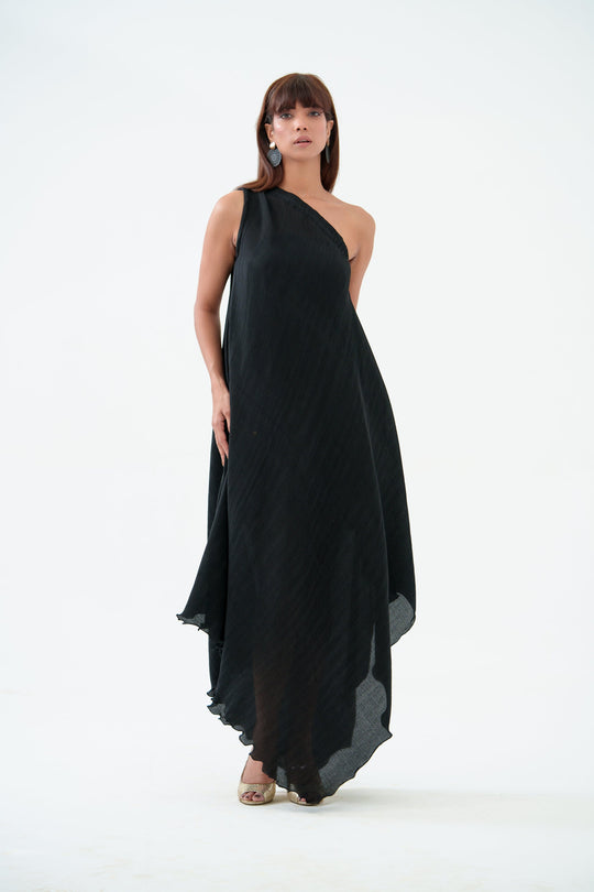black one shoulder dress