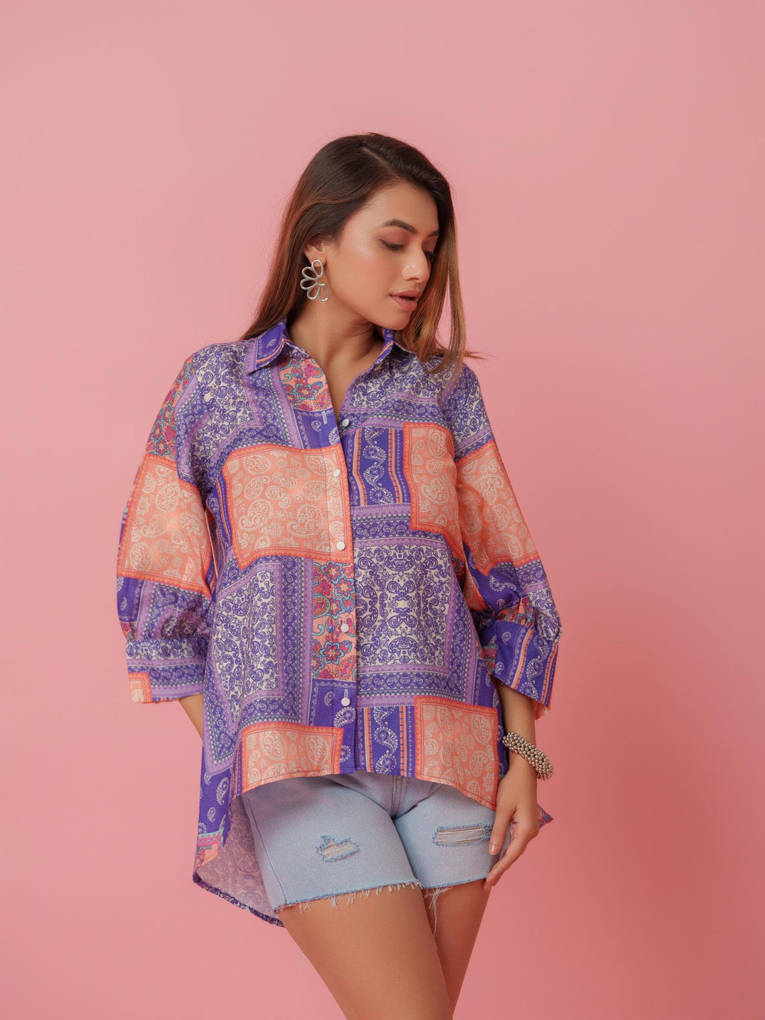 Buy Women’s Anni Linen Multicolored Printed Shirt - The Kina