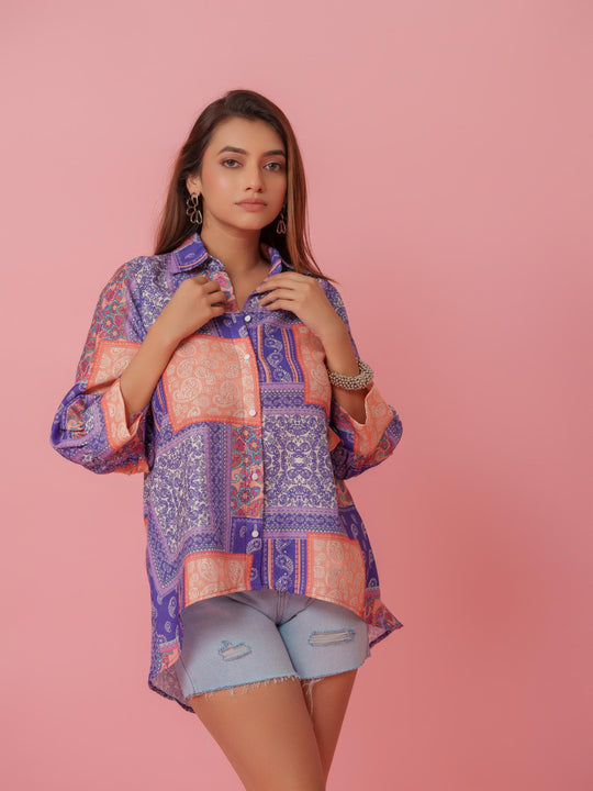 Buy Women’s Anni Multicolored Linen Printed Comfort Fit Shirt - The Kina