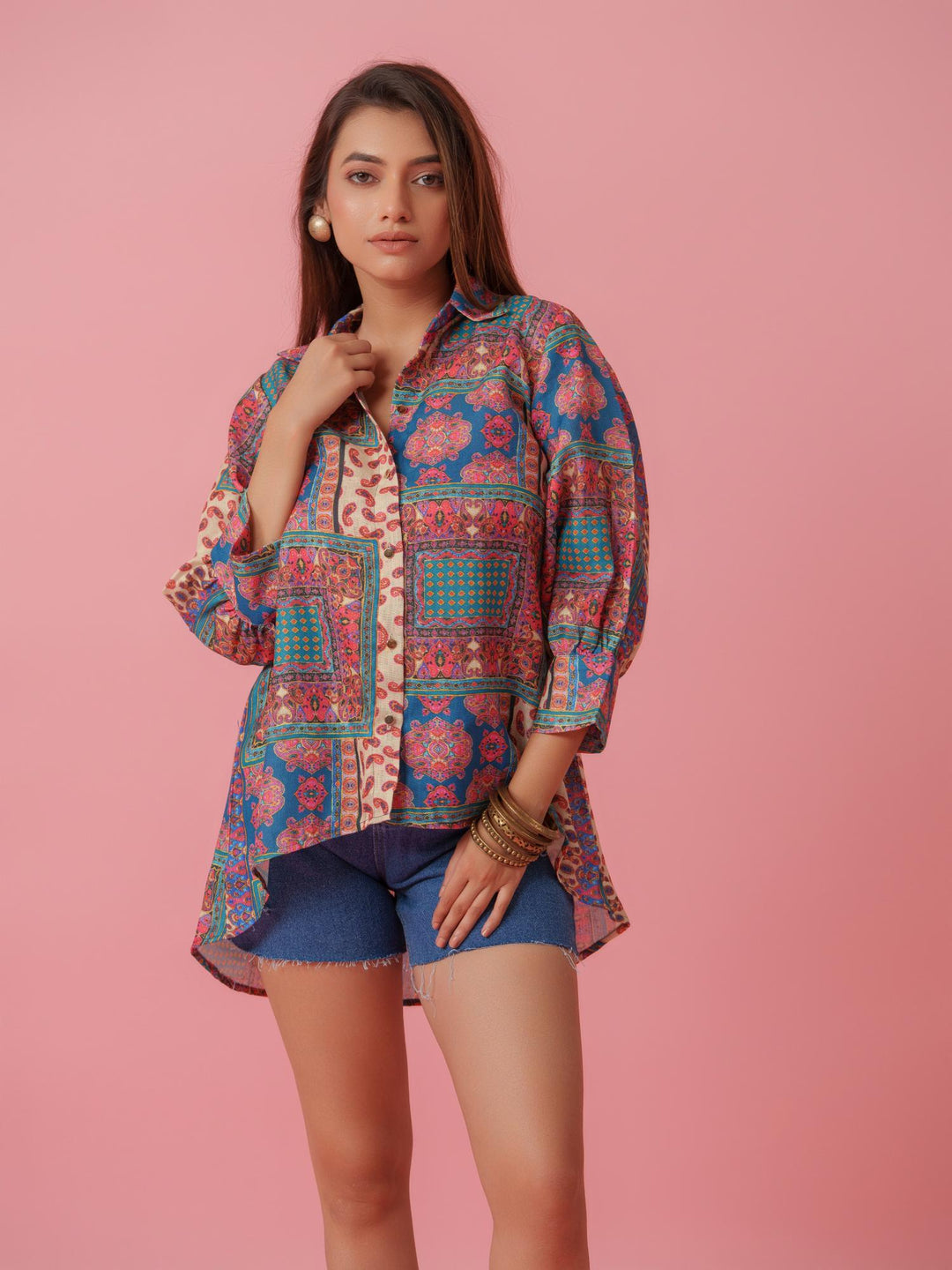 Buy Women’s Ash Linen Multicolored Comfort Fit Shirt – The Kina