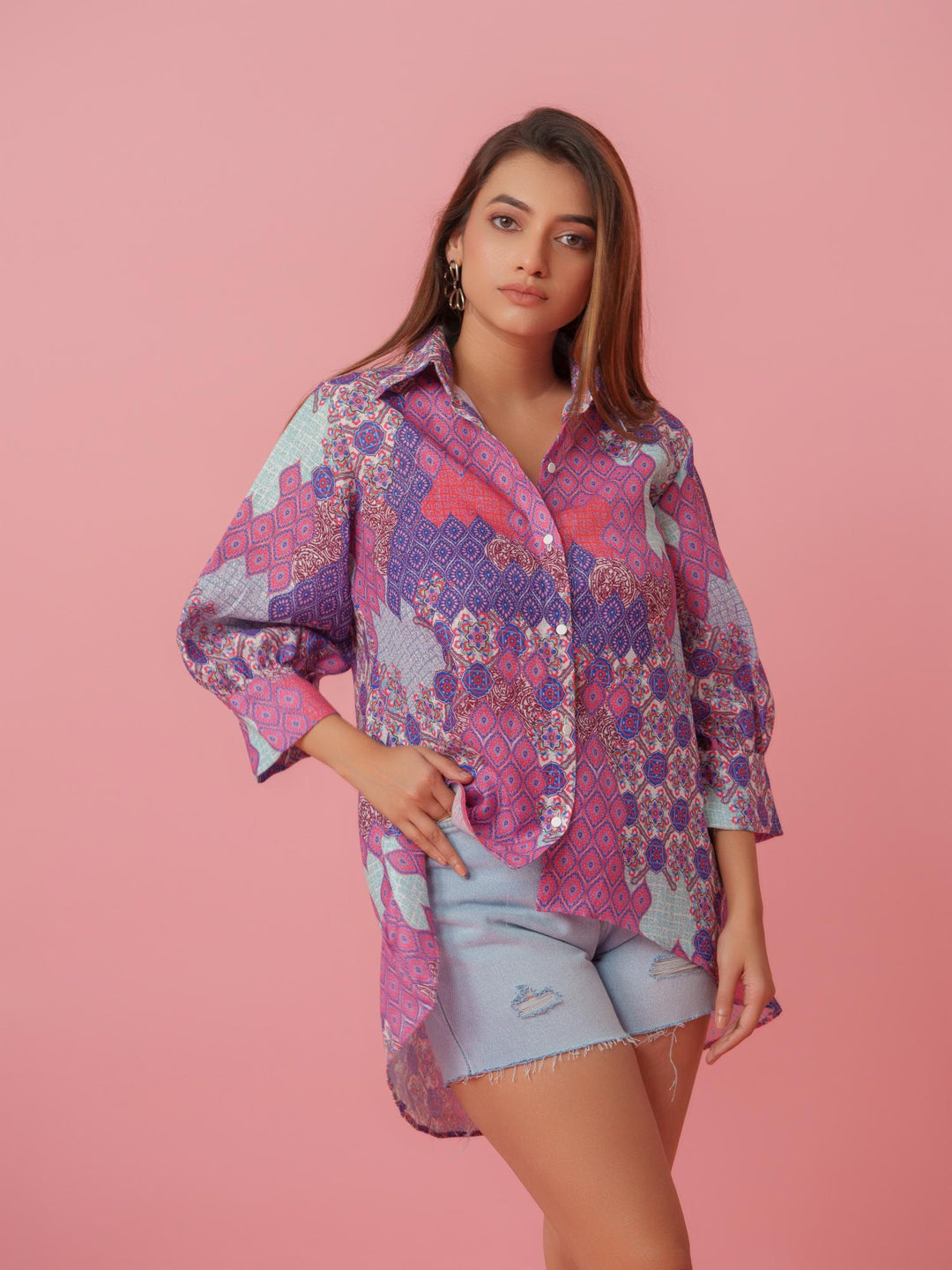 Buy Women’s Dory Linen Multicolored Printed Shirt – The Kina