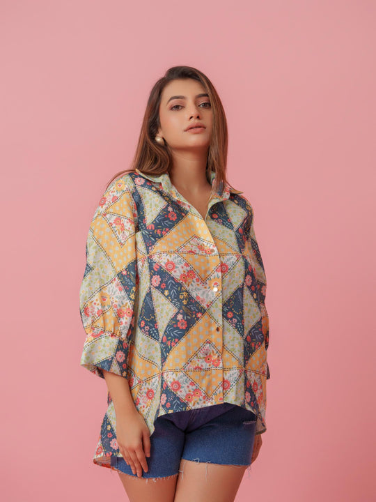 Buy Women’s Petra Linen Multicolored Comfort Shirt The Kina Online