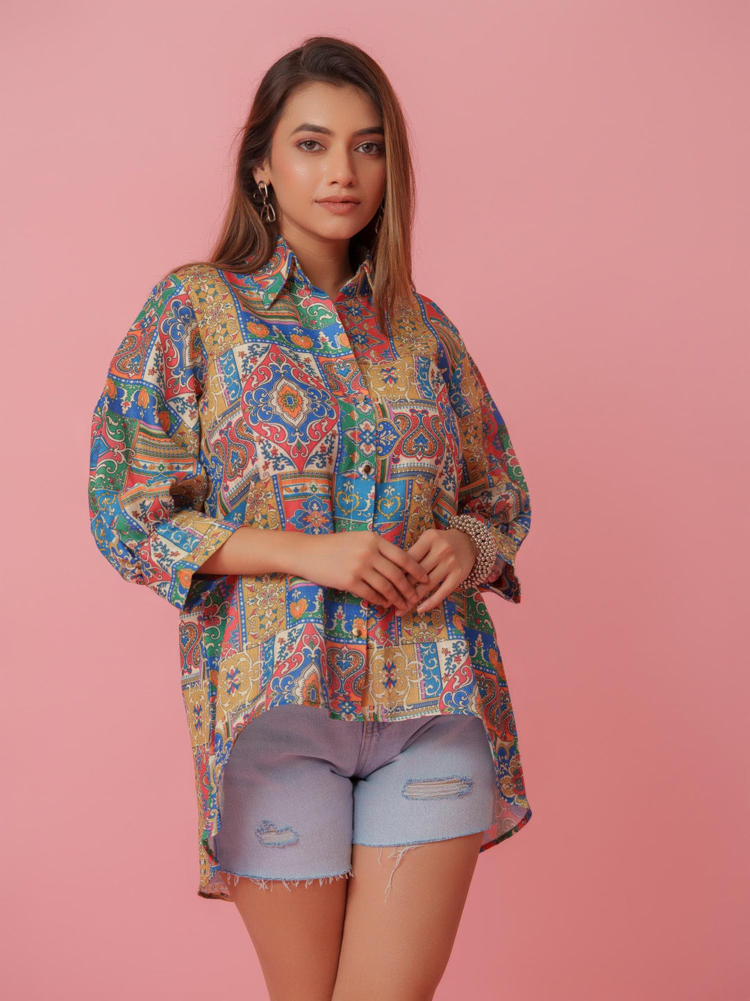 Buy Women’s Savi Linen Printed Comfort Fit Shirt – The Kina