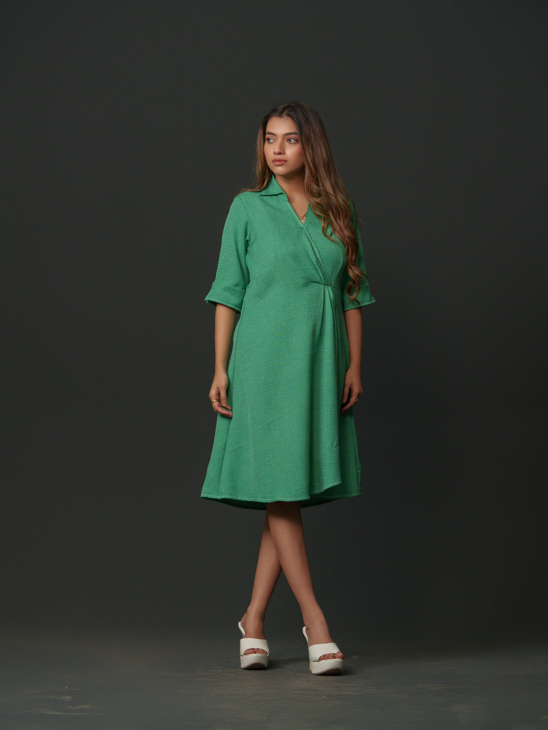 Buy the Stylish Mapel Linen Knee Length Dress Online Now