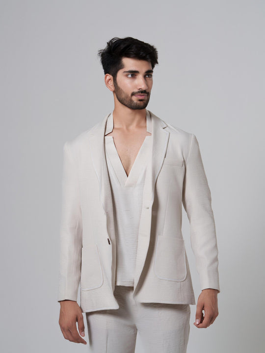 Aerolo- Men Blazer in Premium Cotton Linen