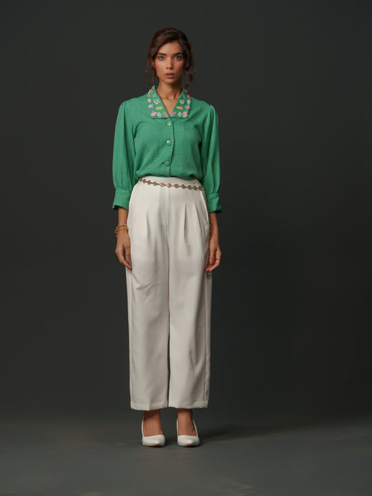 Buy Emy Linen Shirt Online - Elegant Collar Work Available