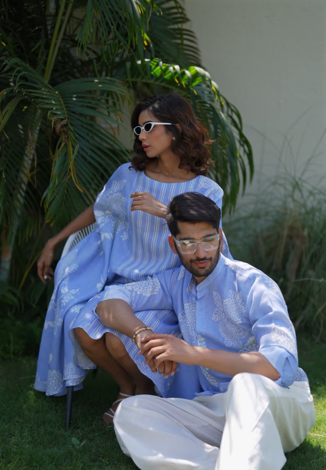 Cedar & Kaira - Couple Shirt and Kaftan Set