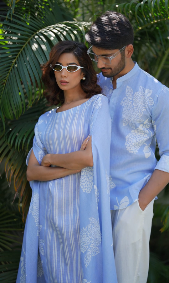 Cedar & Kaira - Couple Shirt and Kaftan Set