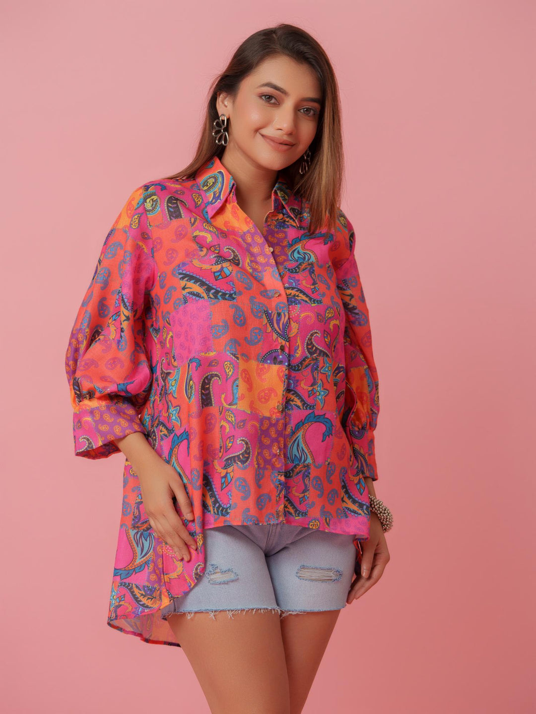 Online Rumi Linen Multicolored Printed Comfort Fit Shirt – The Kina