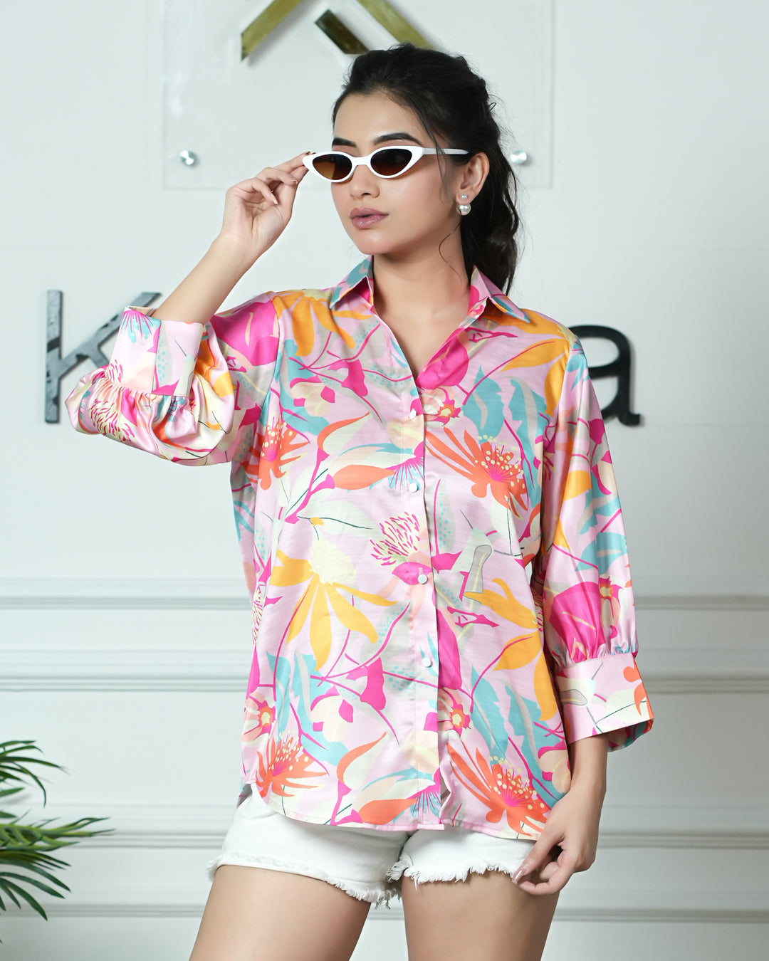 Pink Passion Comfort Fit Shirt in Linen Satin