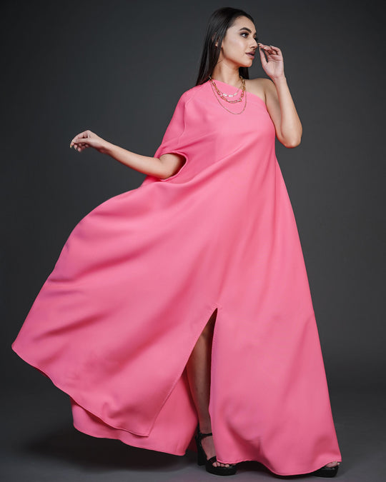 pink floor length dress