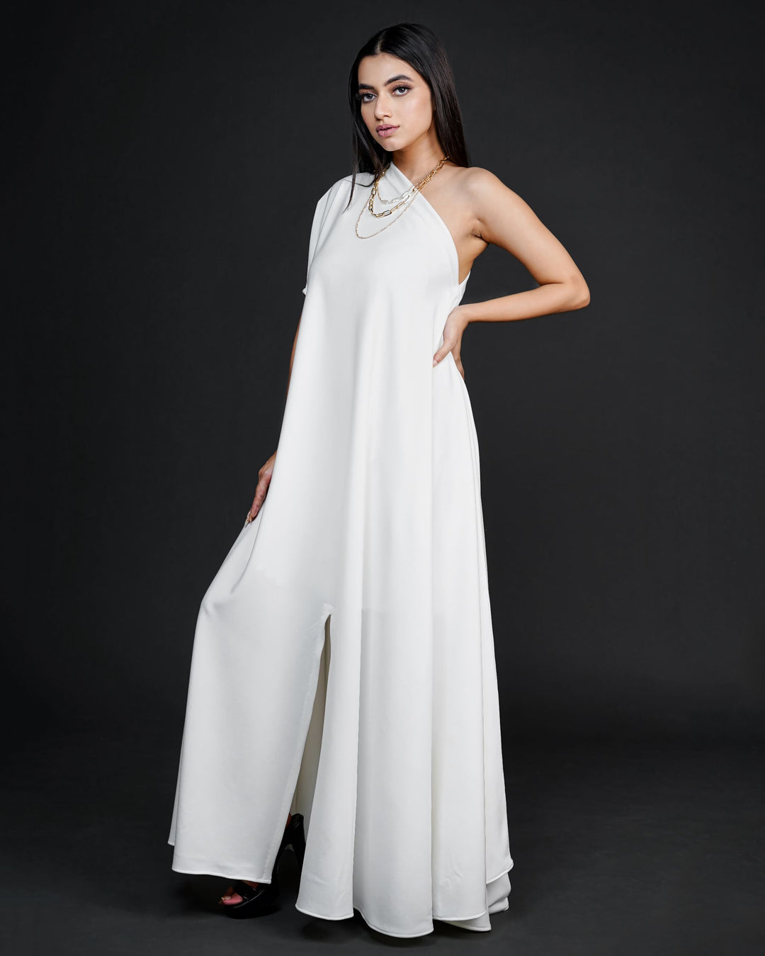 white full length dress