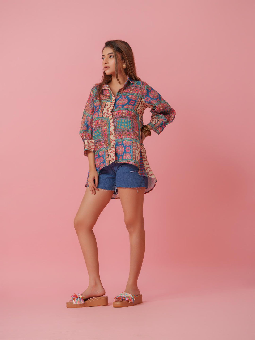 Shop Ash Linen Multicolored Comfort Fit Shirt for Women – The Kina