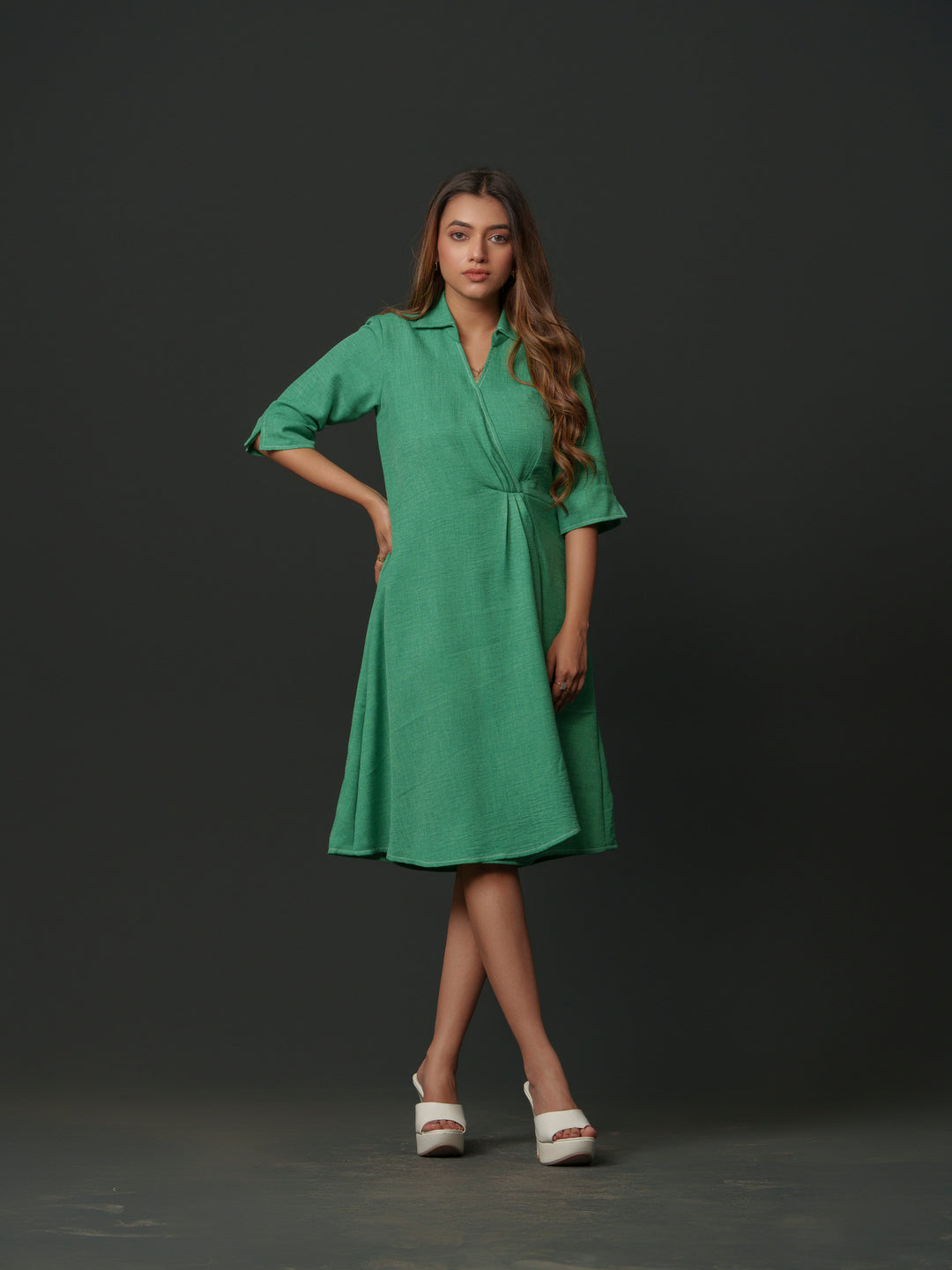 Shop Mapel Linen Knee Length Dress Online for a Chic Look