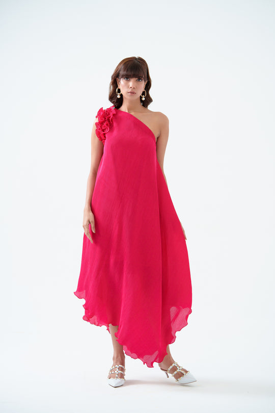 Curly- The Pleated Dress with Ruffled Sleeves