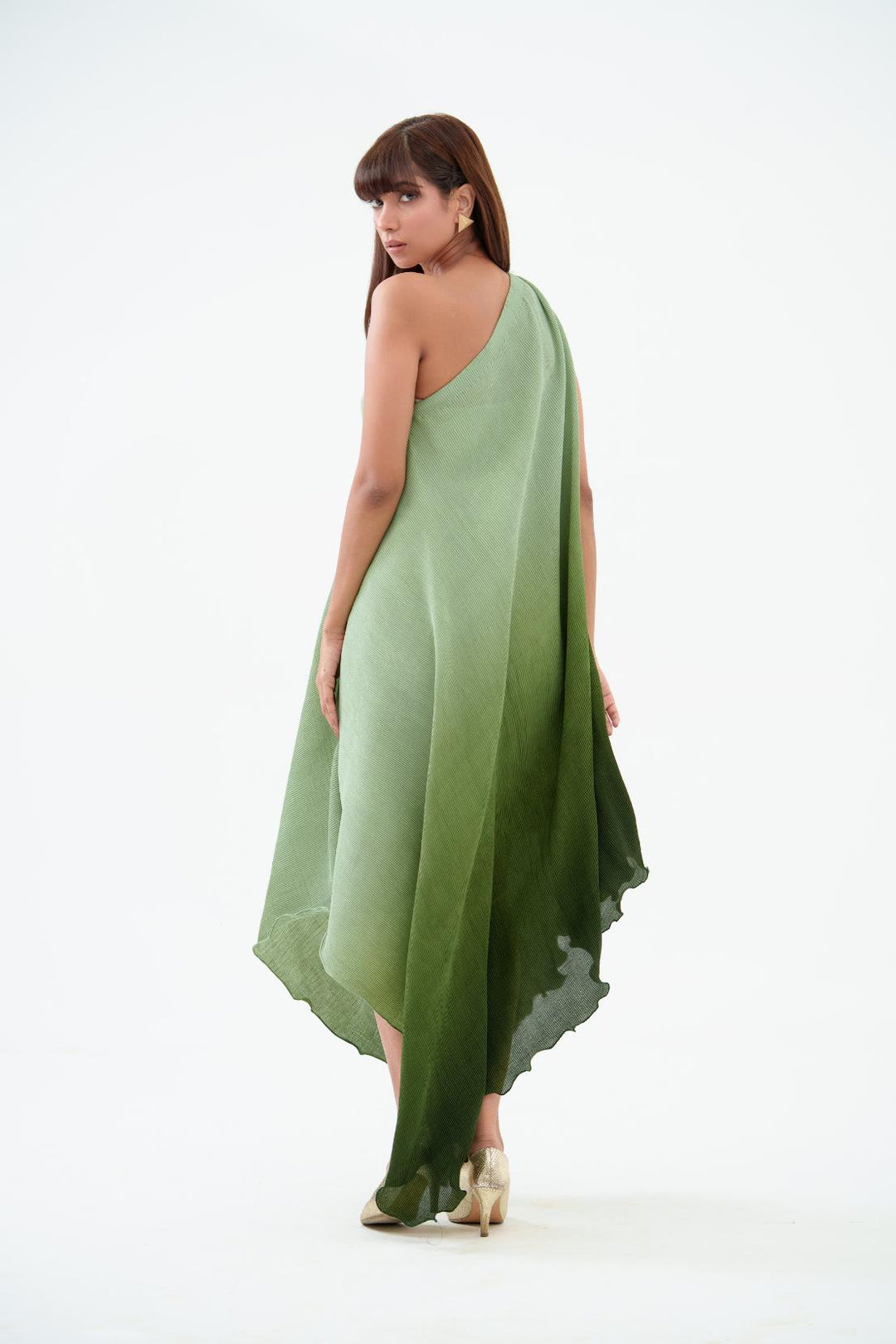 Tiana - The One Shoulder Pleated Dress (Ombre Color)
