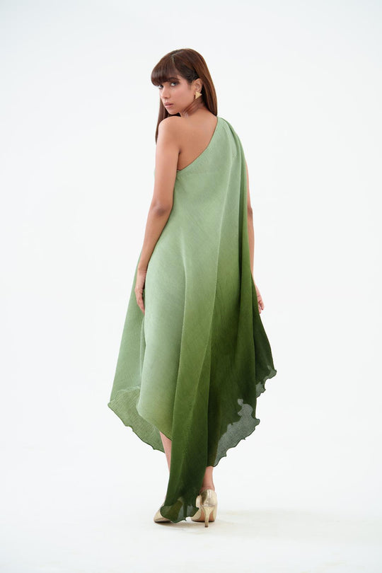 Tiana - The One Shoulder Pleated Dress (Ombre Color)