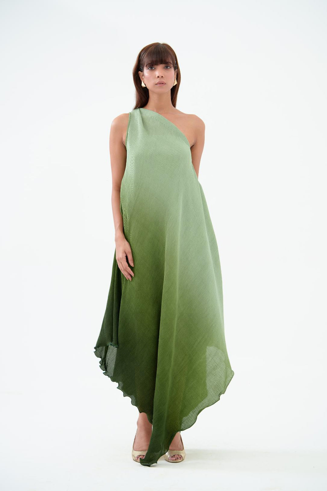 Tiana - The One Shoulder Pleated Dress (Ombre Color)
