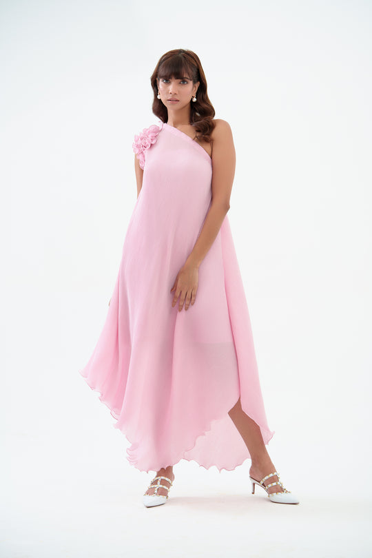 Curly- The Pleated Dress with Ruffled Sleeves
