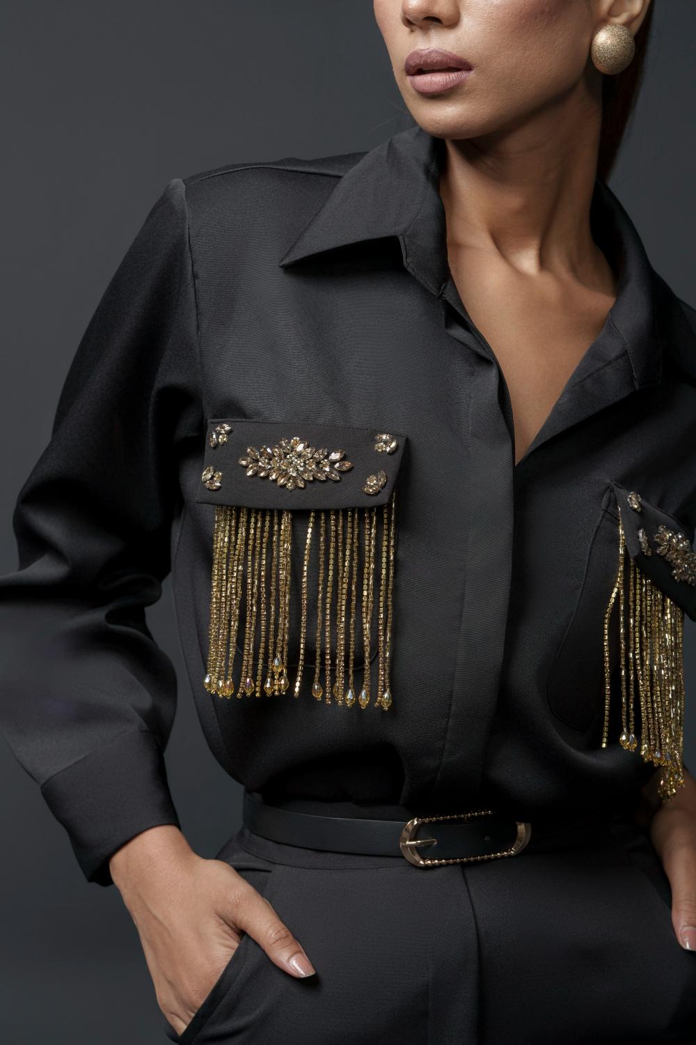 Sansa Club Shirt with tasseled motif on pockets