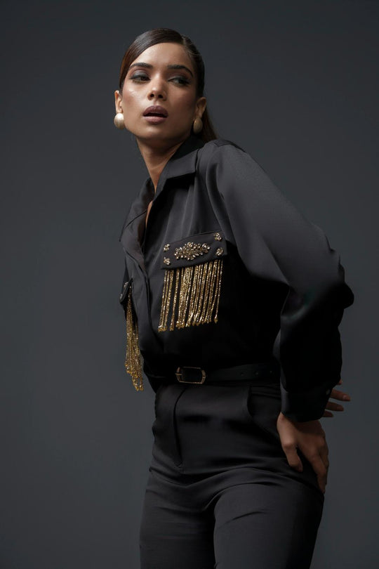 Sansa Club Shirt with tasseled motif on pockets