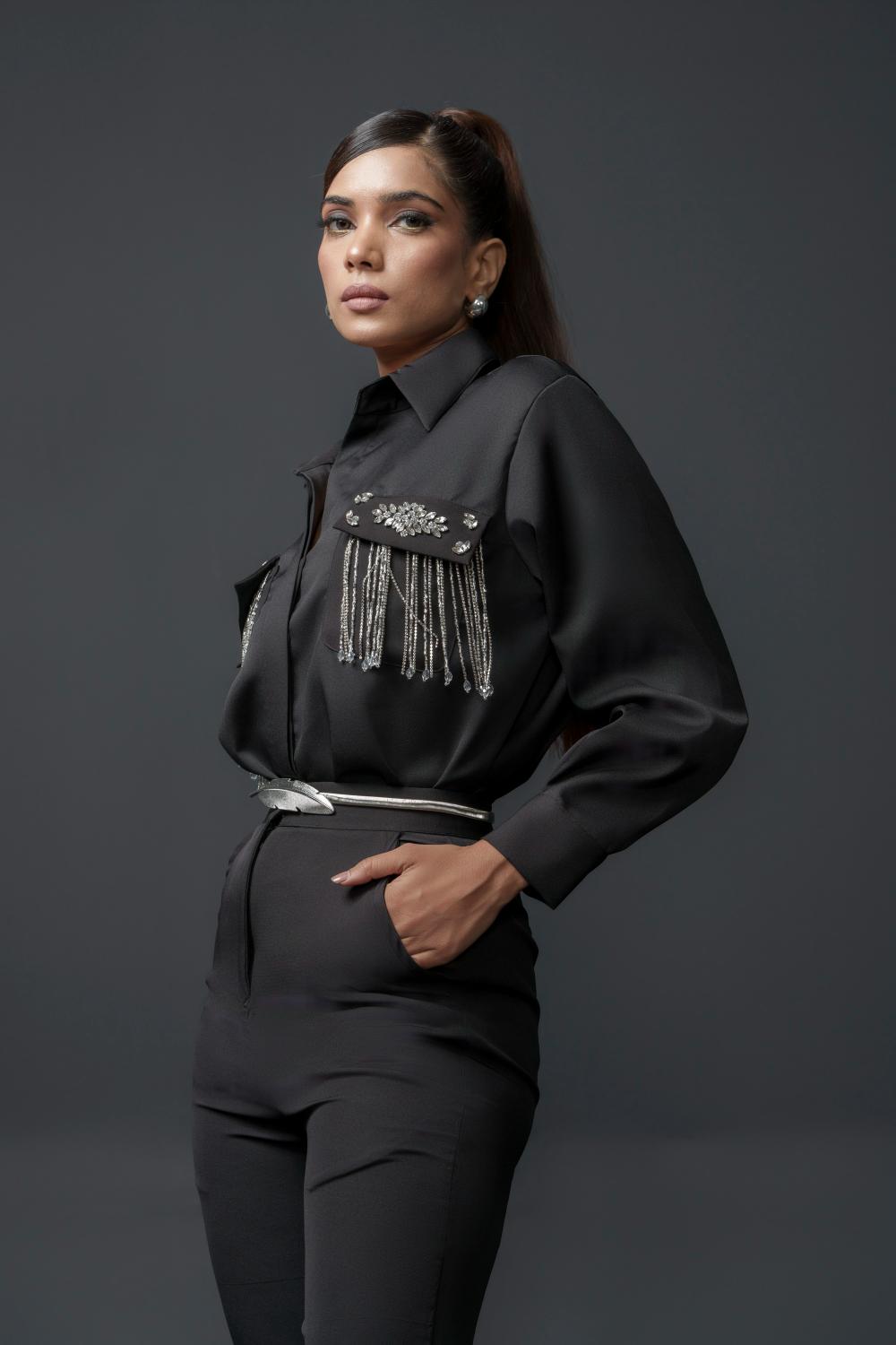 Sansa Club Shirt with tasseled motif on pockets