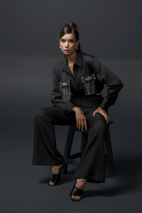 Sansa Club Shirt with tasseled motif on pockets